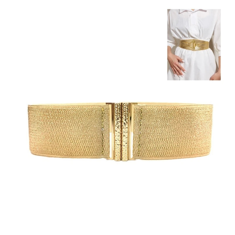 Women Elastic Waist Belt Shaping Girdle Belt Shimmering Gold Corset Wide Belt Lady Waistband Clothing Accessories Dropship