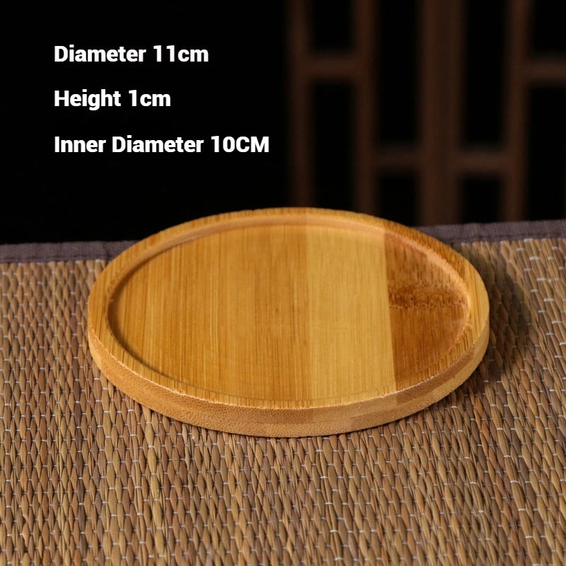 30 Style Round Square Flower Pots Planter Bamboo Tray Wood Holder Home Decor Gardening Supply Anti-Fade Simple Elegant Design