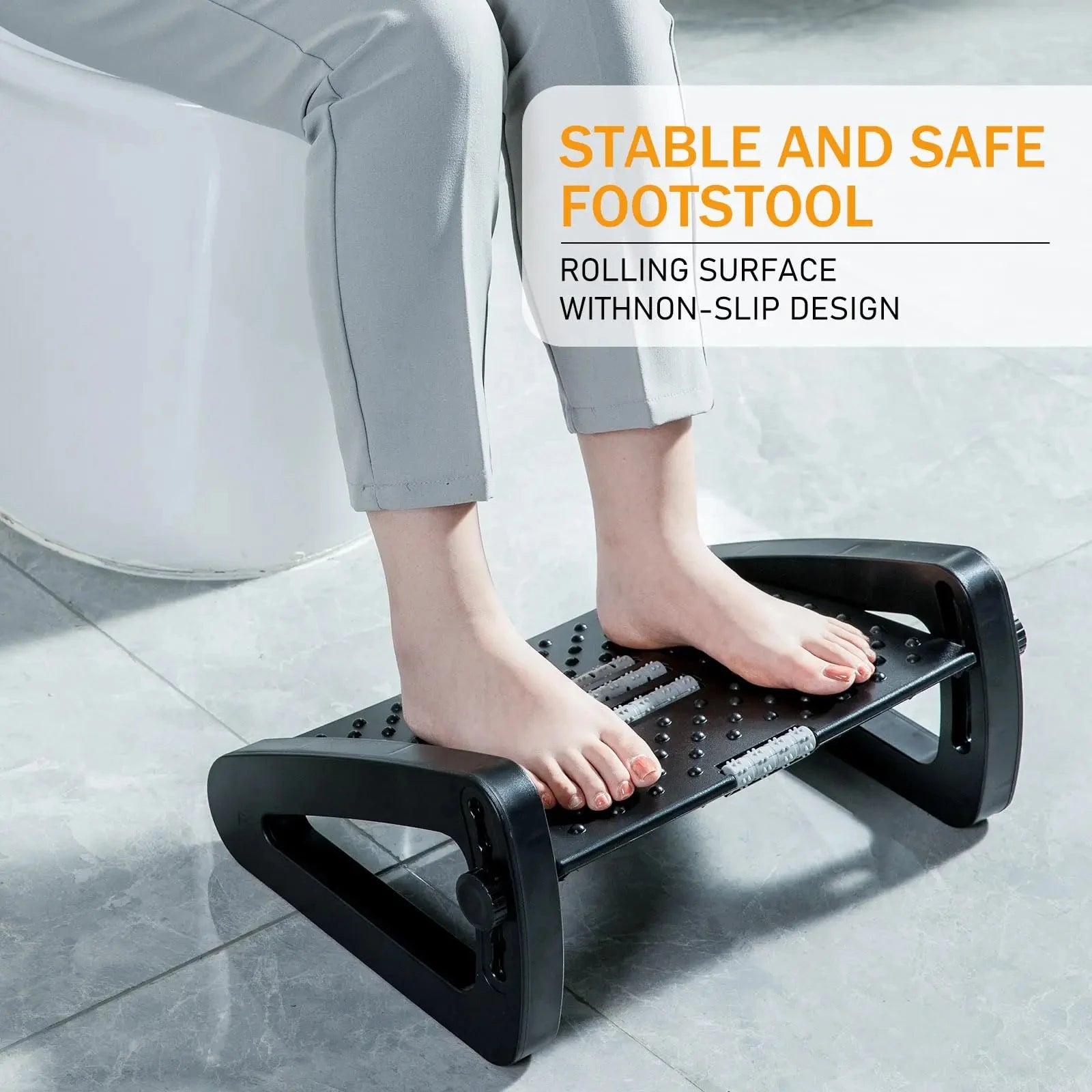 BEISHI Under Desk Footrest Ergonomic Foot Rest With Massage Rollers For Home Office Work Desk Leg Rest Pain Relief