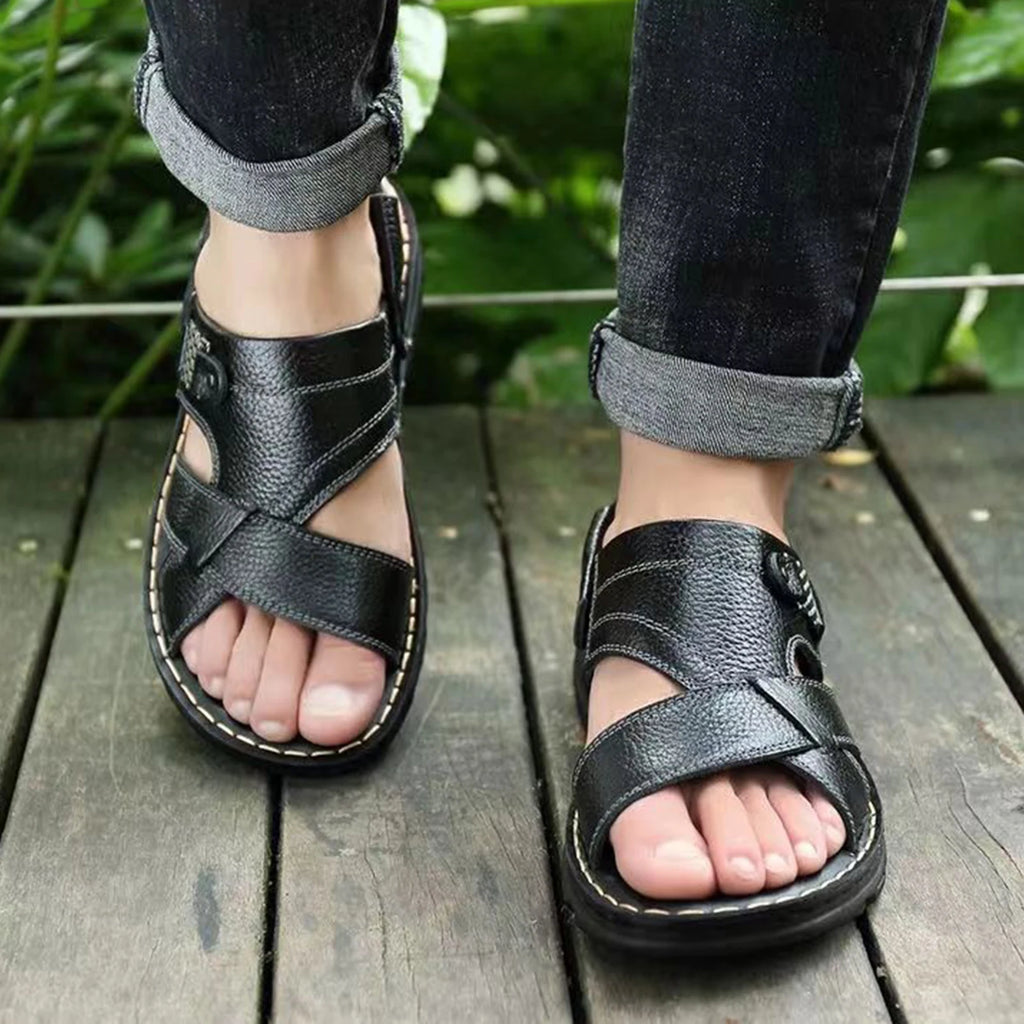Sandals Men's New Beach Shoes  Slippers Outdoor Non-slip Thick-soled Leather Sandals for Me