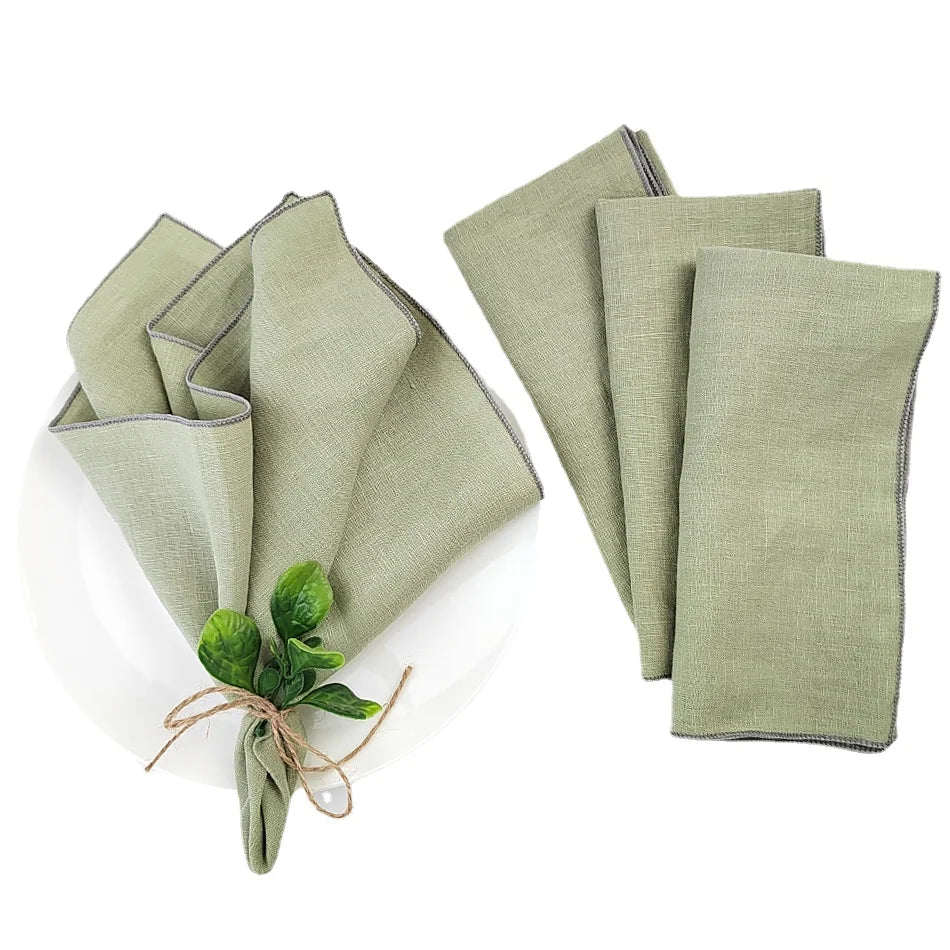 Set Of 4 Pure Linen Napkins Cloths Reusable 40x40cm Soft Comfortable Fabric Kitchen Accessories for Wedding Birthday Parties