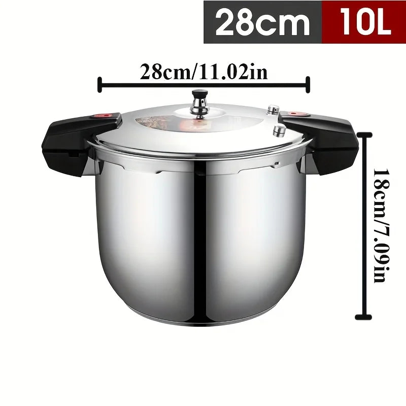 Large capacity stainless steel pressure cooker, compatible with stoves, used for safe cooking, canning, and stewing