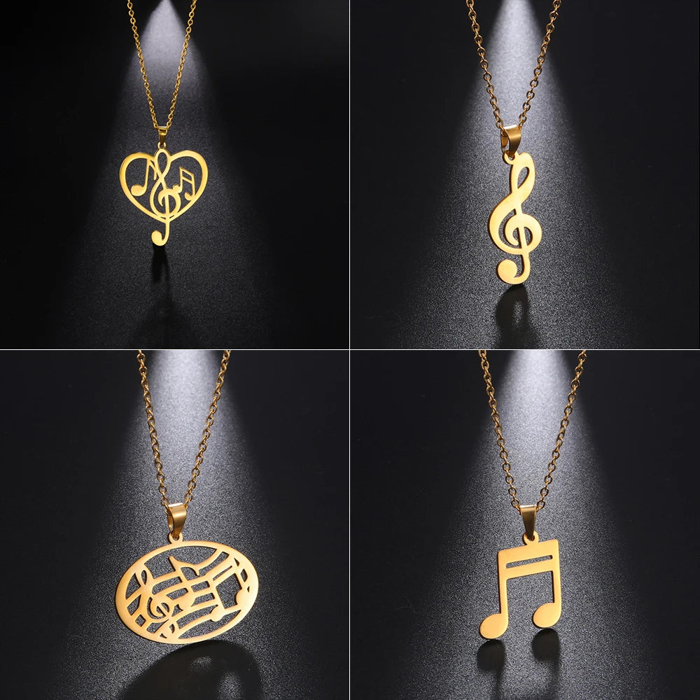 Amaxer Heart Music Note Necklace Treble Clef Music Staff Pendant Choker Clavicle Chain Artist Concert Jewelry Gift