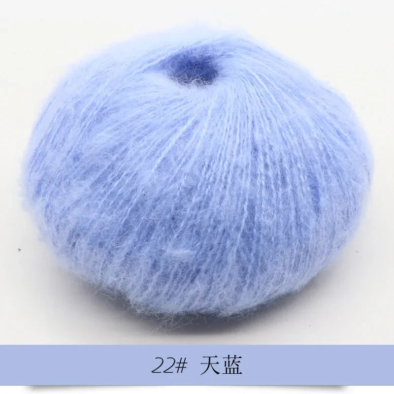25g Worsted Natural Soft Silk Fine Wool Mohair Yarn Skein Baby Organic Crochet Hand Knitting Sewing Thread Scarf Shawl
