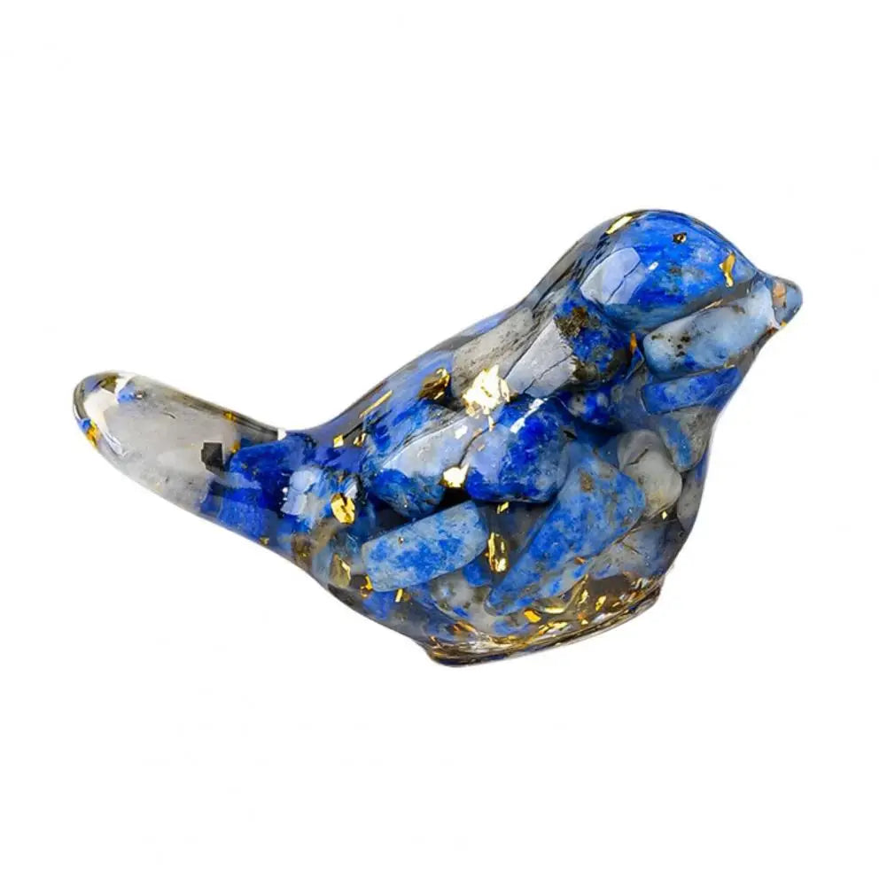 Natural Stone Colorful Bird Figurine Positive Healing Energy Hand-carved Faux Crystal Mini Bird Statue Home Office Desktop Decor