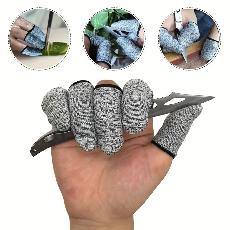 10Pcs 5-level Protection High Performance Anti Cutting Finger Gloves for Outdoor Work in Kitchen