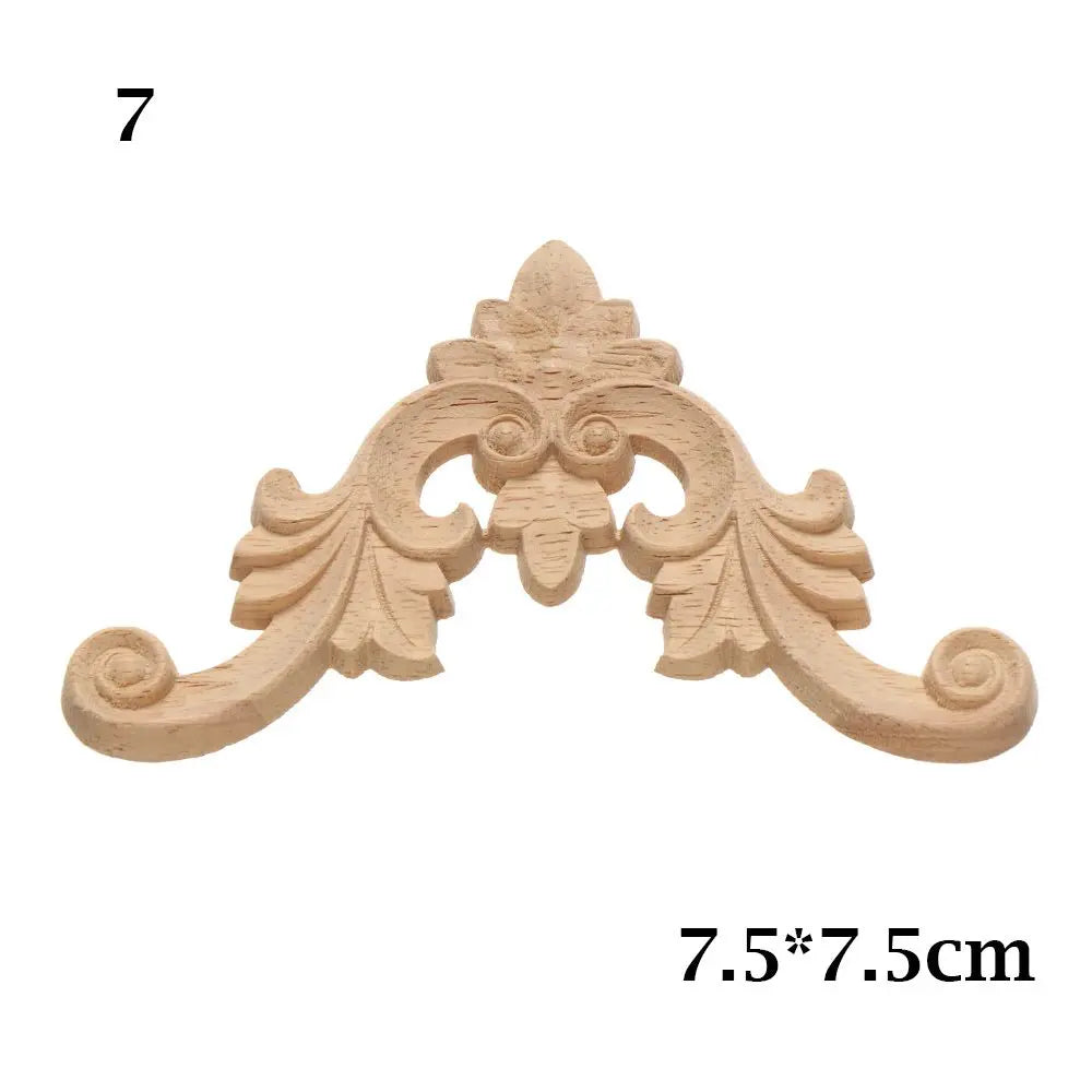 Furniture Parts Unique Natural Floral Wood Carved Corner Appliques Frame wooden Figurines Crafts Woodcarving Decorative