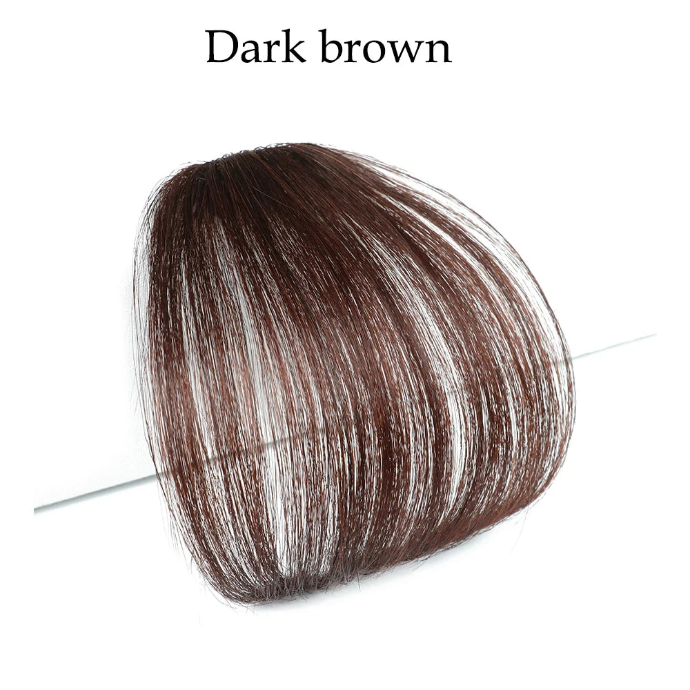 Fake Hair Bangs Natural Air Bangs Wig Clip-In Extensions Synthetic Air Bangs Clip On Wispy Bangs Fringe With Temples Hairpieces