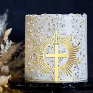 New Baptist Cake Topper Boys and Girls Pigeons IHS Eucharist Golden Cake Topper for Birthday Party Acrylic cake decoration
