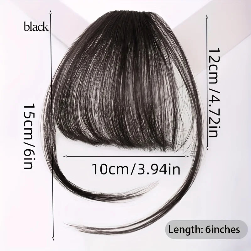 Fake Hair Bangs Natural Air Bangs Wig Clip-In Extensions Synthetic Air Bangs Clip On Wispy Bangs Fringe With Temples Hairpieces