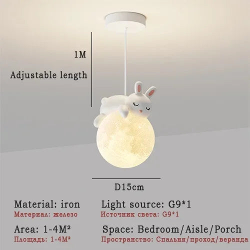 Modern Minimalist LED Chandelier Children's Rooms Bedrooms Bedside Aisles Balconies Pendant Lamp Creative Study Bear Decor Light