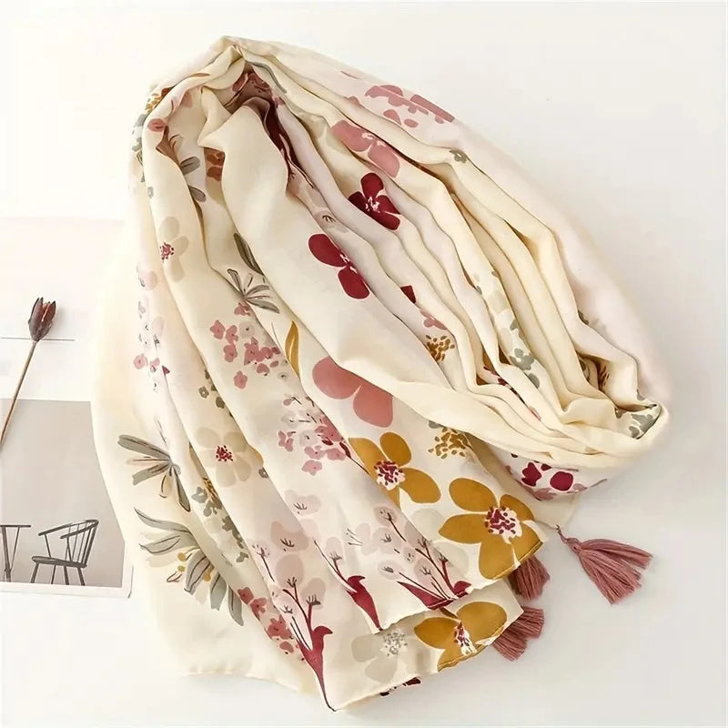 Luxury Floral Shawl Multi Functional Hijab Turban Oversized Fashion Breathable Bohemian Foulard Windproof Sun Protection Shawl
