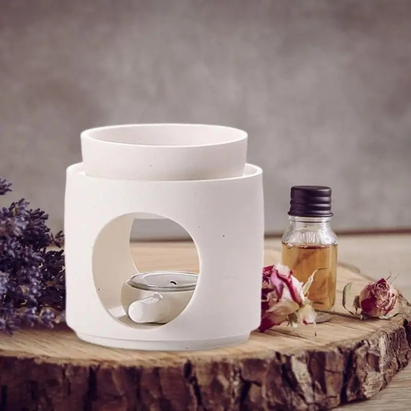 AXYC Cylinder Ceramics Essential Oil Burners Aromatherapies Lamp Fragrances Diffuser with Removable Bowl Tealight Spoon Set