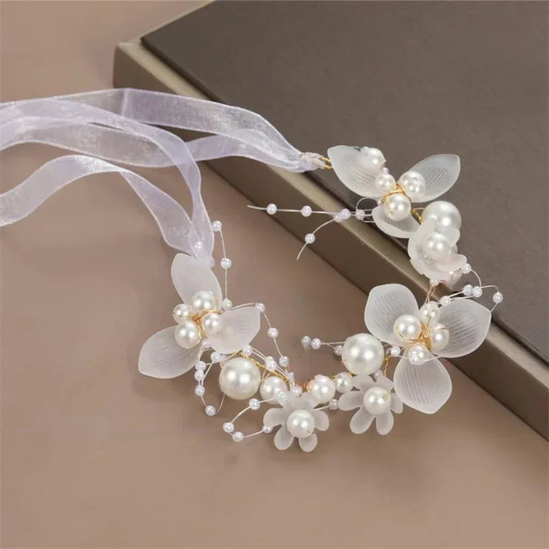 Children's Headwear Elegant Flower Wreath Fairy Crown Headband Princess Children's Hair Birthday Performance Runway Accessories