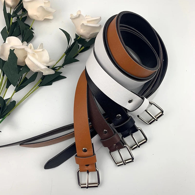 100CM Leather Belt Fashion Waist Belts Metal Buckle Waistband Pants Decorative Belt Clothing Accesories
