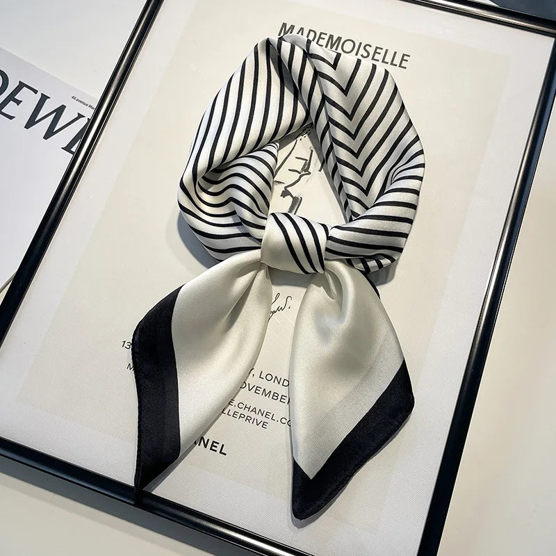 Head Scarf Women Luxury Brand Square 70*70cm Silk Foulard Satin Bandana Cheveux Soft Neckerchief Hijab Hair Scarves For Ladies