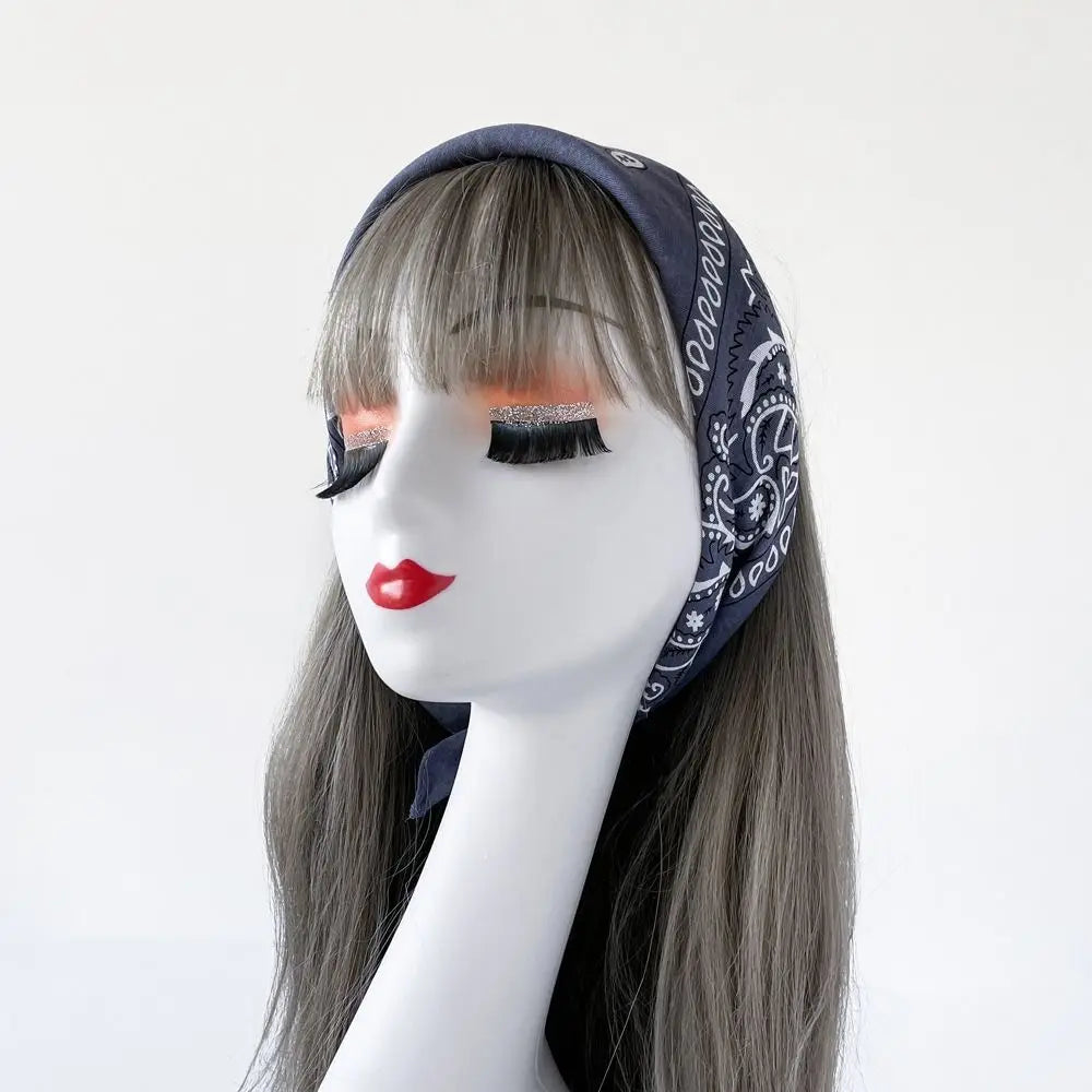Headband Small Square Scarf Triangle Scarf Hip Hop Cashew Nut Print Scarves Scarf Hair Band Cotton and Linen Printed Silk Scarf