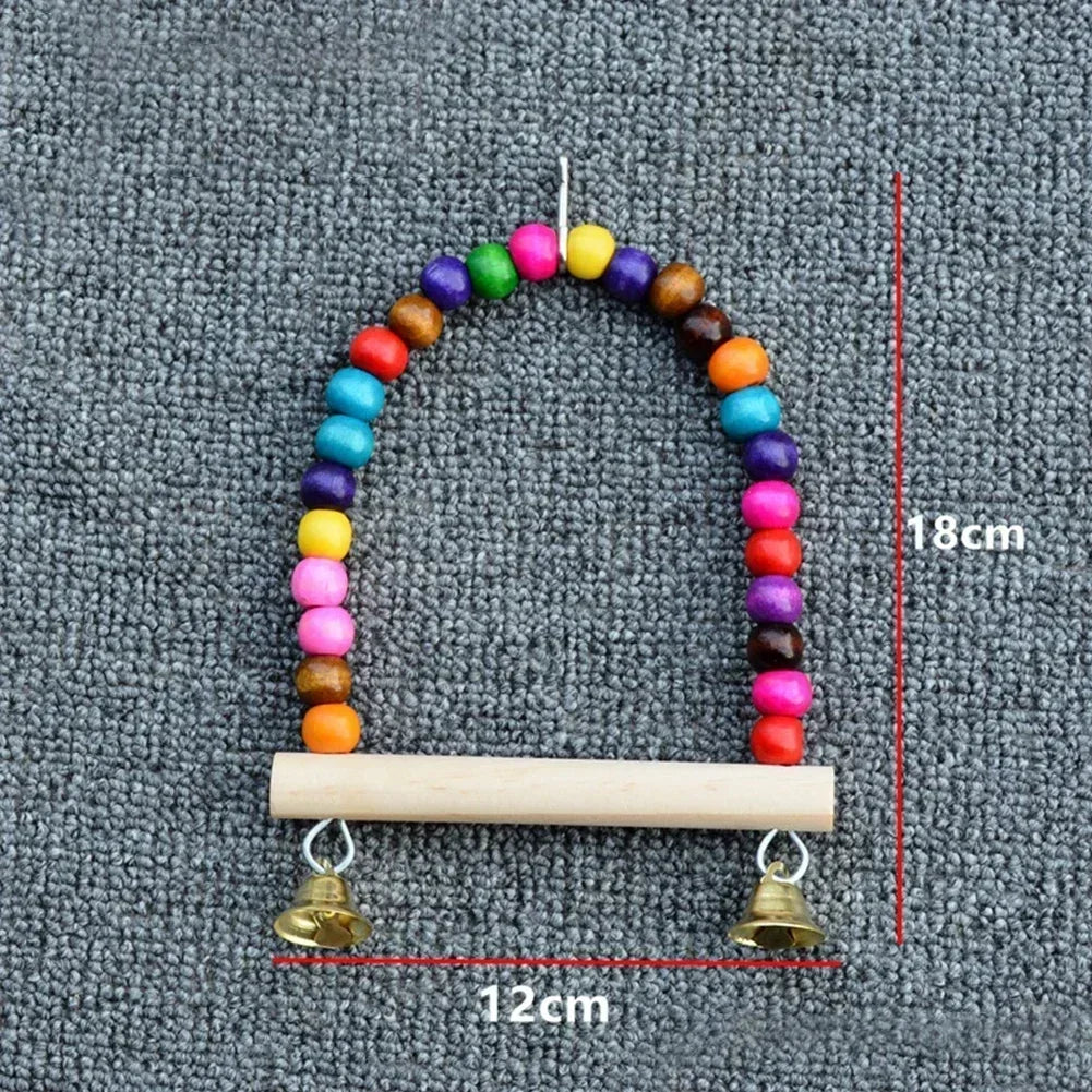 Bird Swing Parrot Cage Natural  Perch With Plastic Beads Bird Set Swing Chewing Training Swing Bird Supplies
