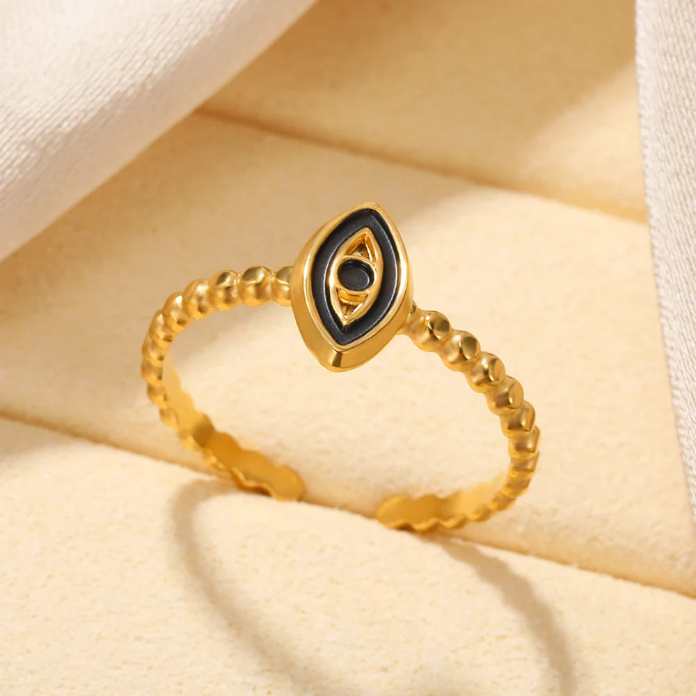 Retro Stainless Devil's Eye Rings For Women Men Punk Sun Adjustable Opening Ring Hipster Minimalist Round Heart Ring Jewelry New