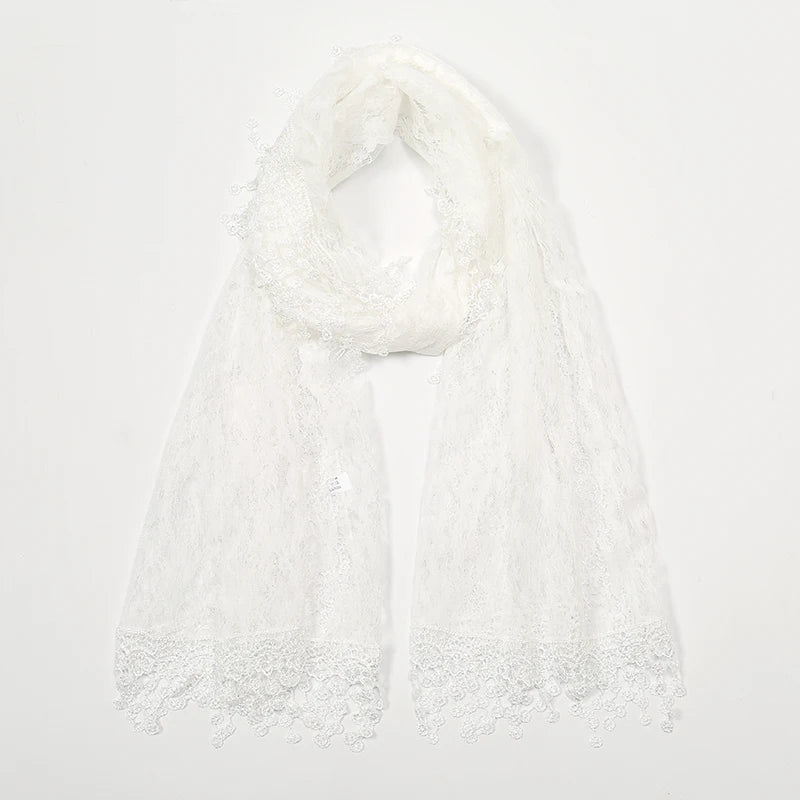 Solid Embroidered Lace Printed Scarf Muslim Hijiabs Fringed 5cm New Style Prayer Shawl 2024 188*55cm