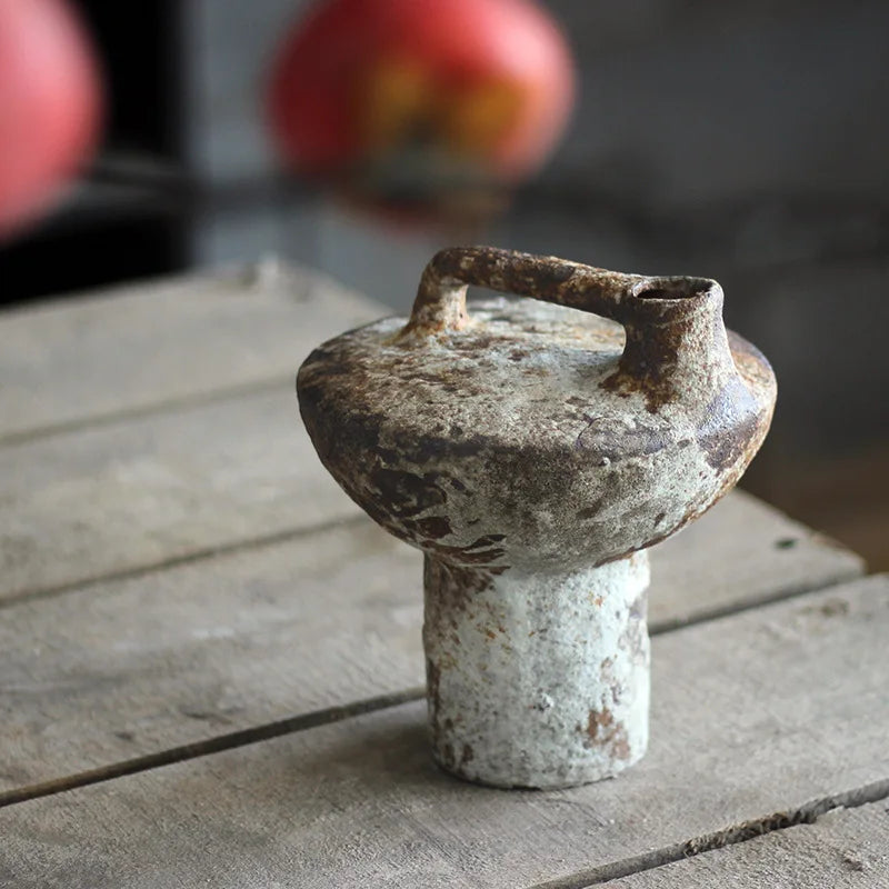 Ceramic Vase Crude Pottery Hand-made Ceramic Bottle Flower Vase Floral Arrangement Accessories Home Decoration Terrarium