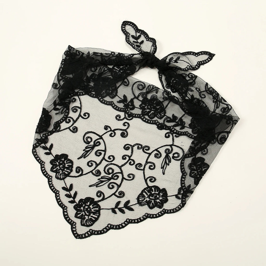 Fashion Ins Lace Hair Scarf Women Retro Triangle Hair Bands Vintage Triangular Headscarf Girls Elegant Headwear Hair Accessories