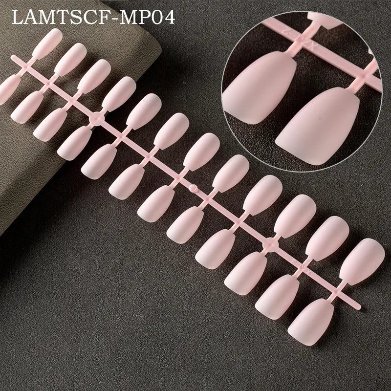 24tips/pc French White Fake Nails Matte /Glossy Detachable Long Square Natural False Press on Nails Manicure Faux Ongles