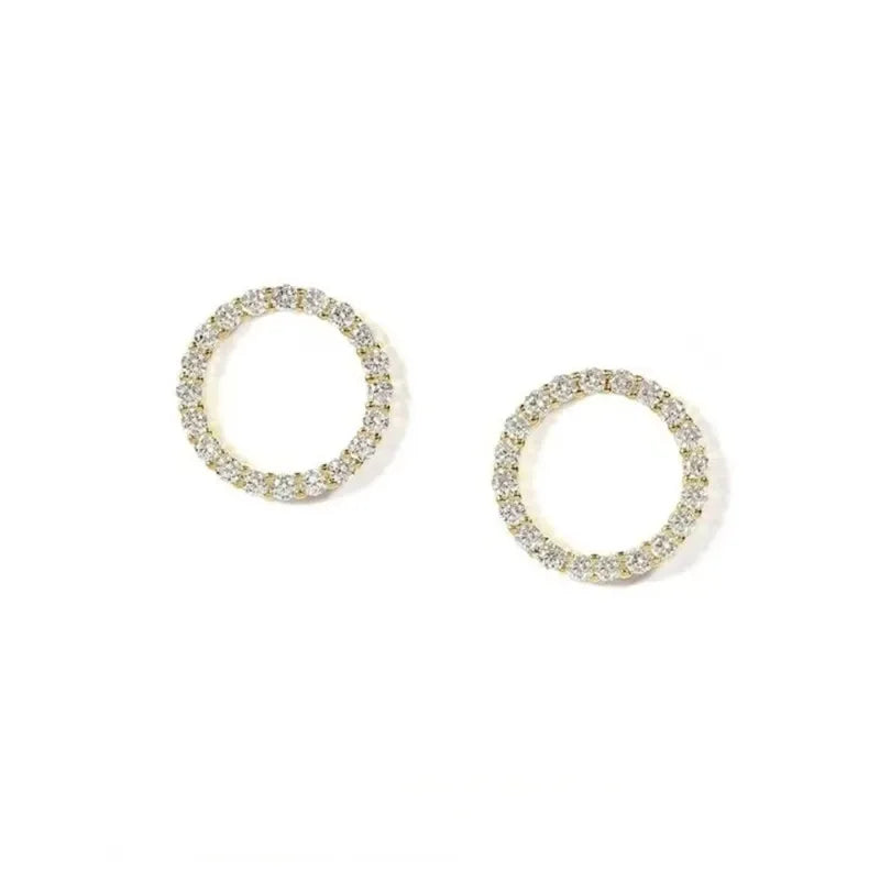 Delicate Small Circle Stud Earrings for Women Gold Color Crystal Minimalist Korean Party Summer Fashion Jewelry Accessories Gift