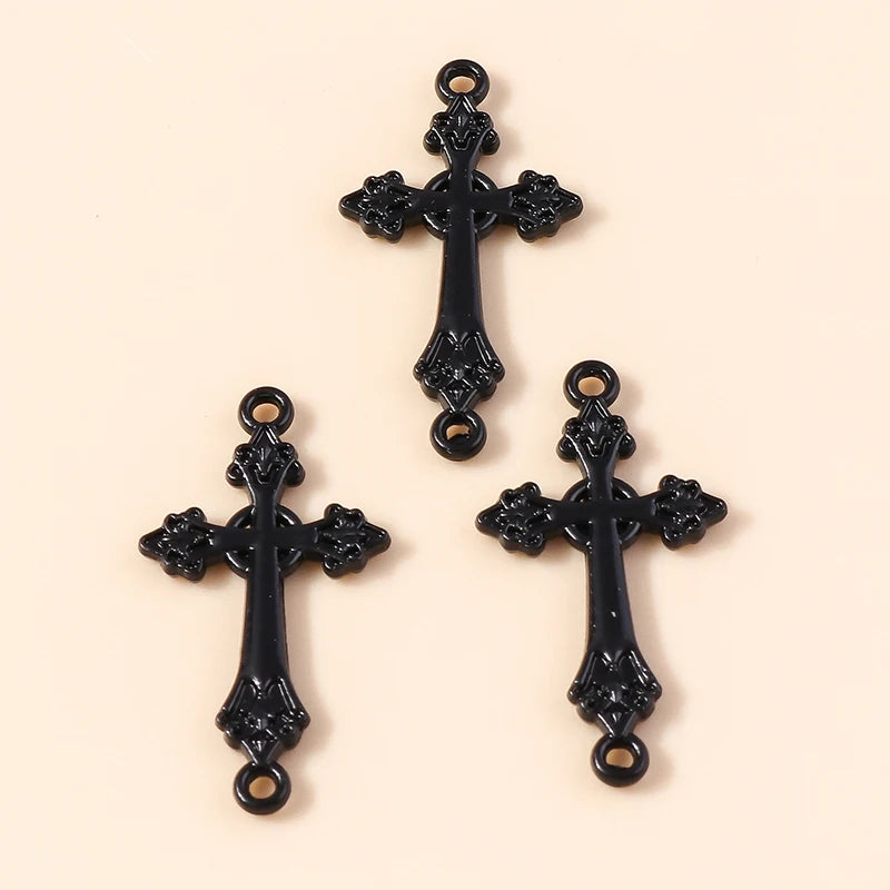 10pcs Steampunk  Crosses Charms for Jewelry Making Black Color Rose Cross Charms Pendant Necklace Keychain Diy Jewelry Findings