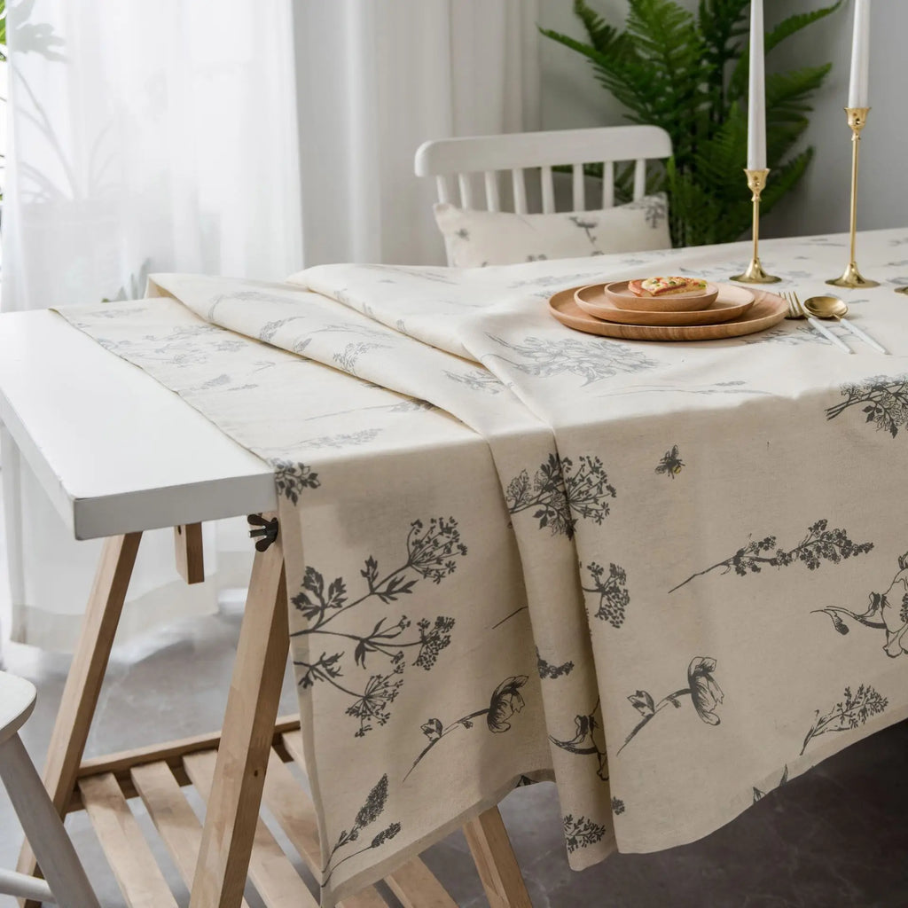 Cotton Linen Table Cloth Printing Table Cover for Party Kitchen Dining Spring Summer Picnic Indoor Outdoor Use Home Luxury Decor