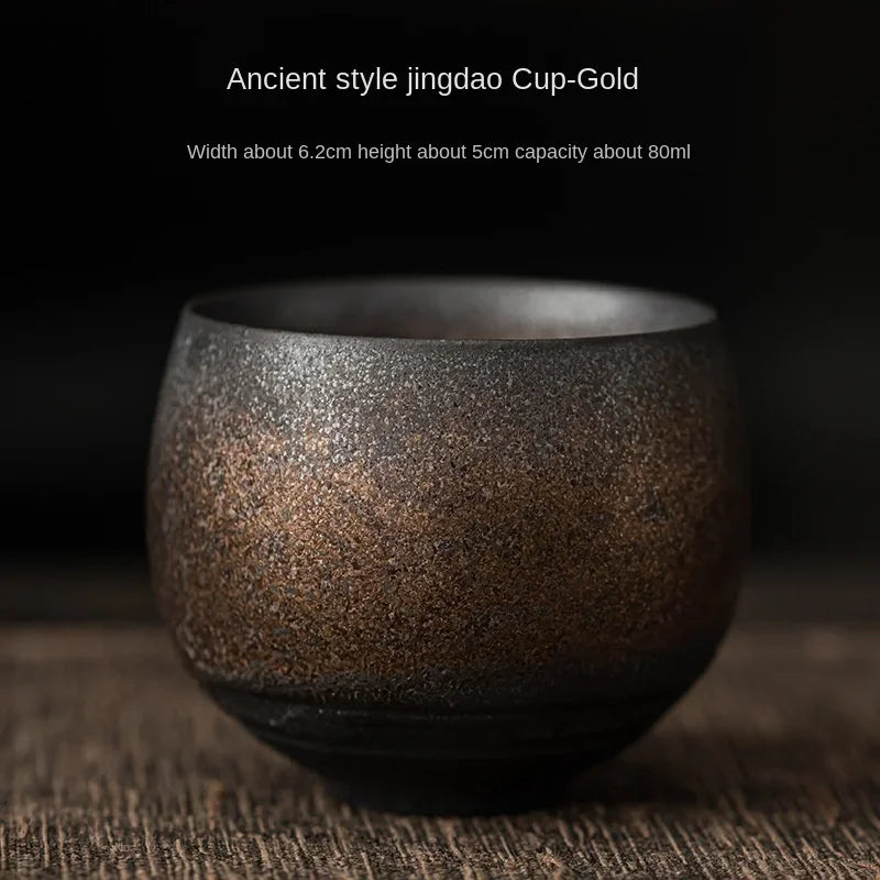 Japanese Style Handmade Rough Ceramic Teacup Kung Fu Teaware Accessories Vintage Stoneware Tea Cup Ancient Single Cups