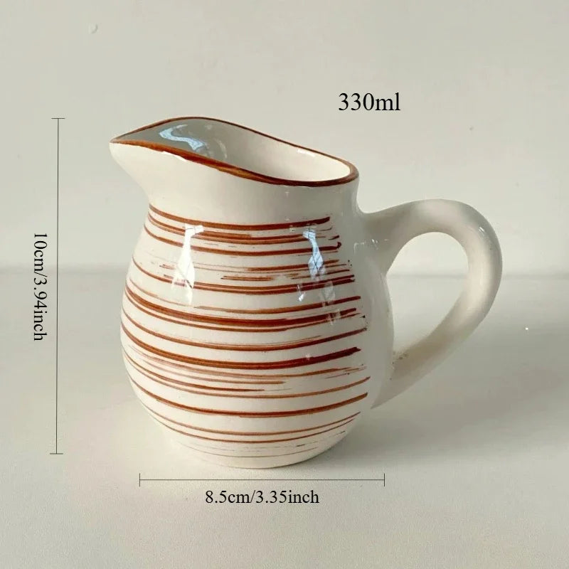 New Vintage Ceramic Creamer with Handle Cream Jug Gravy Boat Coffee Milk Pitcher Dipping Sauce Jug Milk Pourer Syrup Dispenser