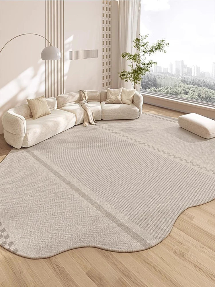 Beige Irregular Carpet Artistic Striped Geometric Rugs Luxury Living Room Decoration Carpets Easy Care Non Slip Bedroom Rug 양탄자