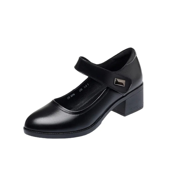 Women's Single Shoes 2025 Summer Breathable Women Pumps Coarse Heel Soft Bottom Work Shoes Casual Comfortable Black Heels Shoes