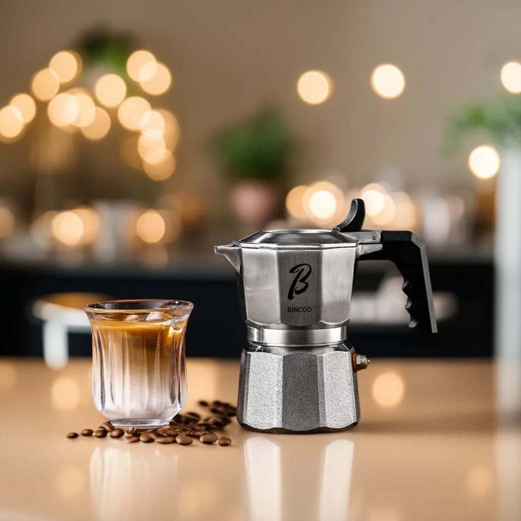 Bincoo Three-valve Moka Pot Stainless Steel Electric Pottery Pot Household Italian Espresso Coffee Pot Set Barista Accessories