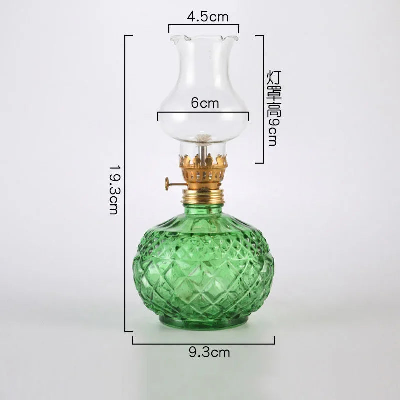 Rustic Large Oil Lamp Vintage Glass Kerosene Lamp Antique Oil Lamps for Indoor Use Emergency Lighting Hurricane Lamp Chamber