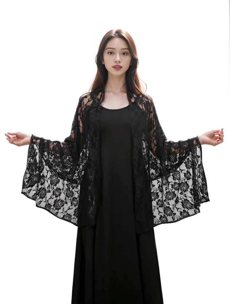 Elegant Rose Lace Shawl Wraps For Women Summer Hoasale Long Shwal Pashmina Ladies Decorate Stoles With Fashion Style