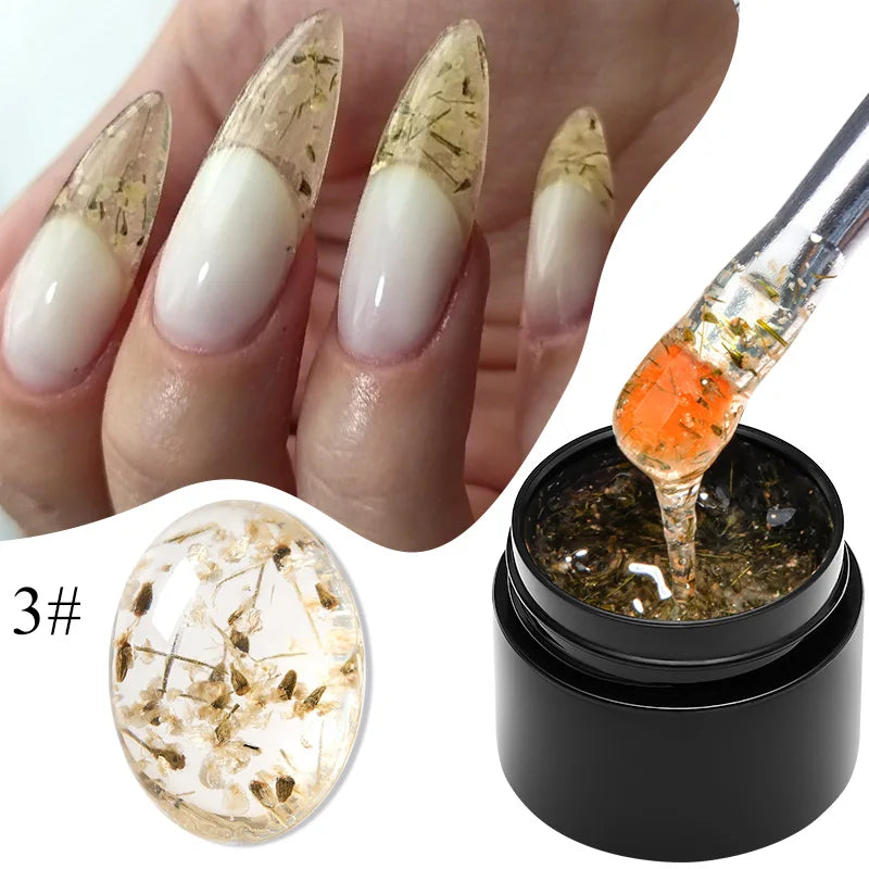 MEET ACROSS 5ML Blue Dried Flower Gel Nail Polish Natural Flower Fairy Nail Art Soak Off UV LED Painting Gel Varnish For Nails