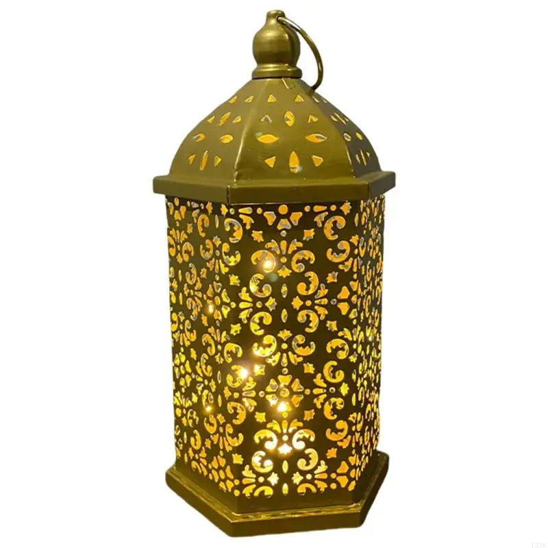 Antique Vintage Hollowed Out Iron LED Lanterns Morocco Metal Hanging Lamp Lighting for Living Room or Bedroom Ambiances