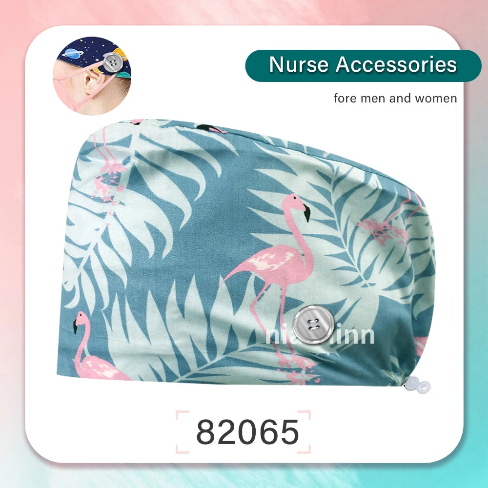 Nurse Scrubs Cap Women Health Workers Frosted Hat Lab Operator Work Cap Beauty Salon Dustjproof Working Hat Adjustable Scrub Cap