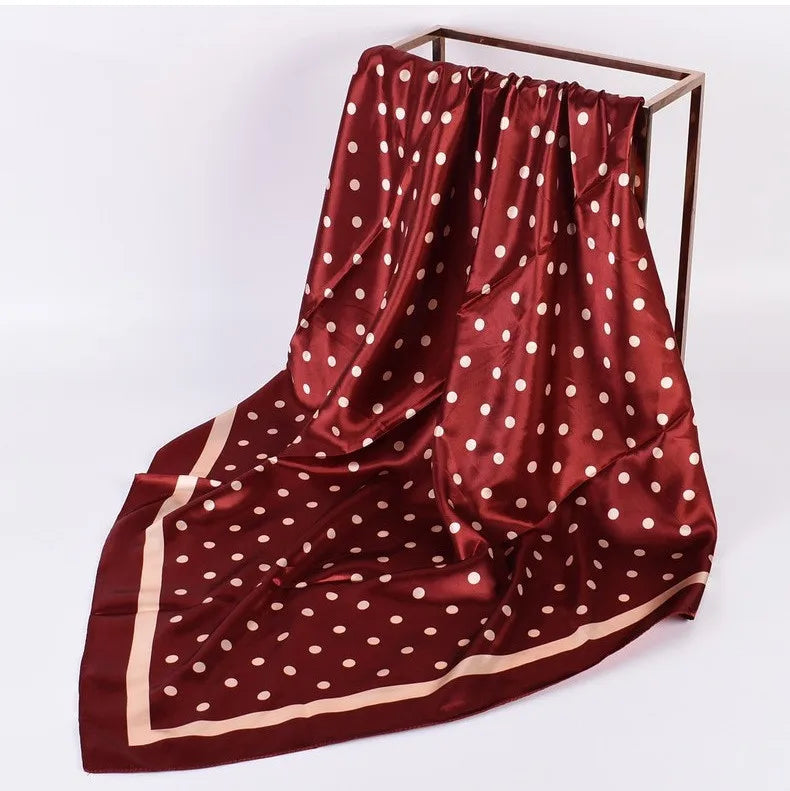 Head Scarf Women Luxury Brand 90×90cm Silk Square Scarf Satin Bandana Cheveux Soft Neckerchief Hijab Hair Scarves For Ladies