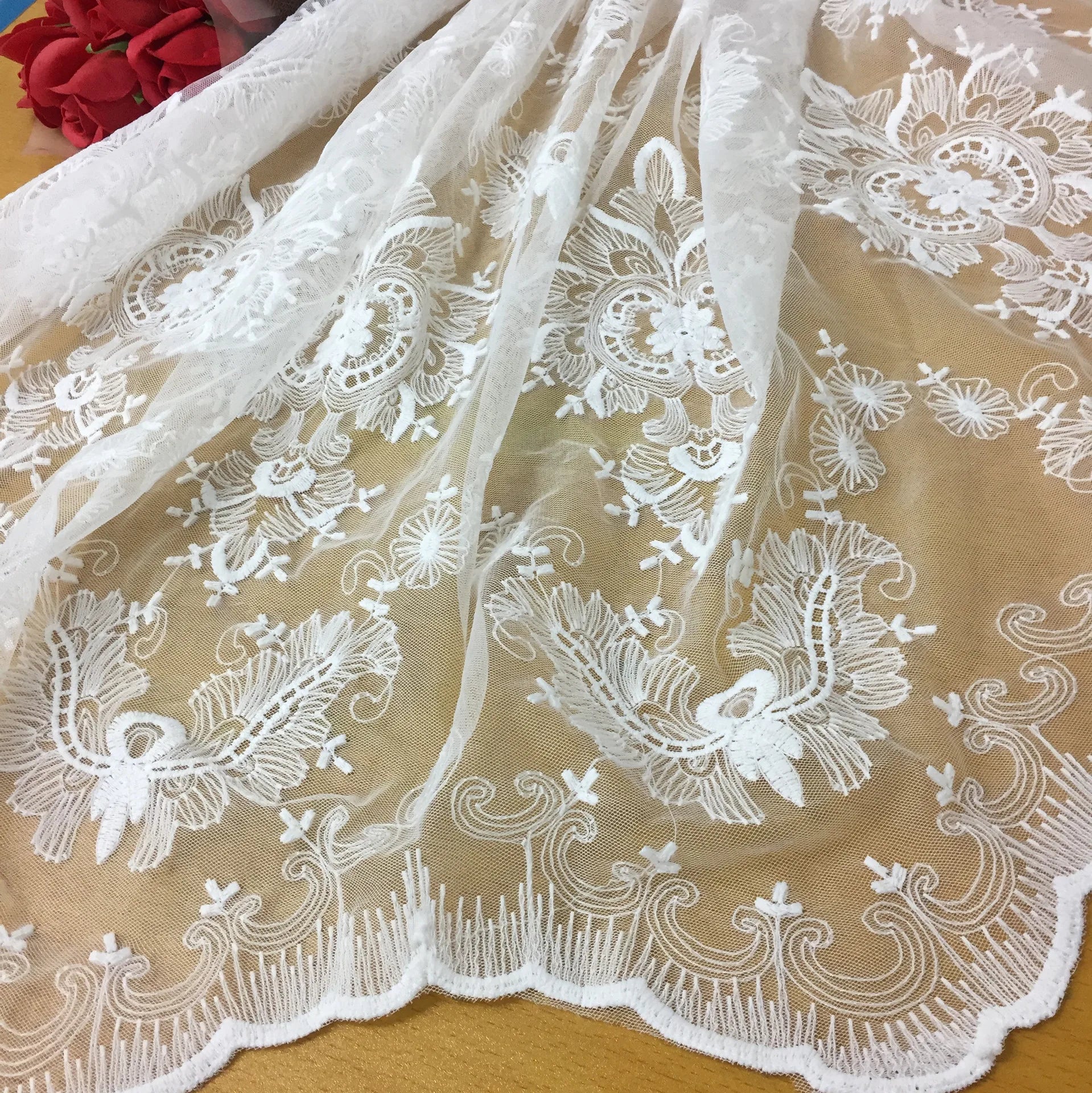 Gothic Lolita Lace Embroidery Fabric Quality Dress Dress Shirt Curtain Background Decorative Cloth Sewing women's Lace Gauze DIY