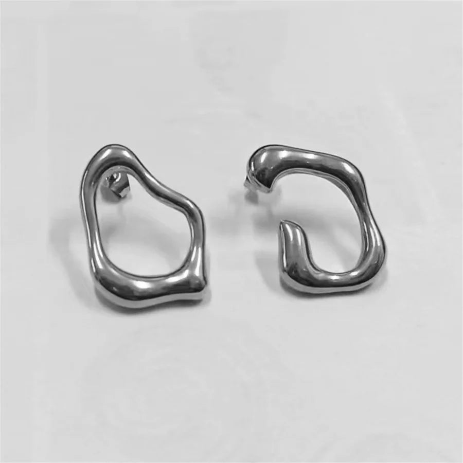 Trending Metal Geometry Stud Earring Fashion New Design Irregular Minimalist Earrings for Women Fashion Jewelry Gifts 2024