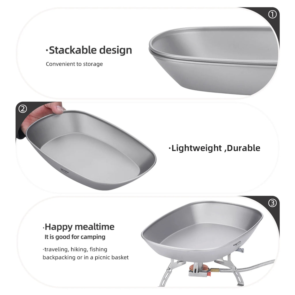 Titanium Plate Outdoor Camping Plate BBQ Fish Plate Ultra-Lightweight Stackable and Portable Health-Grade 106g Salad Plates