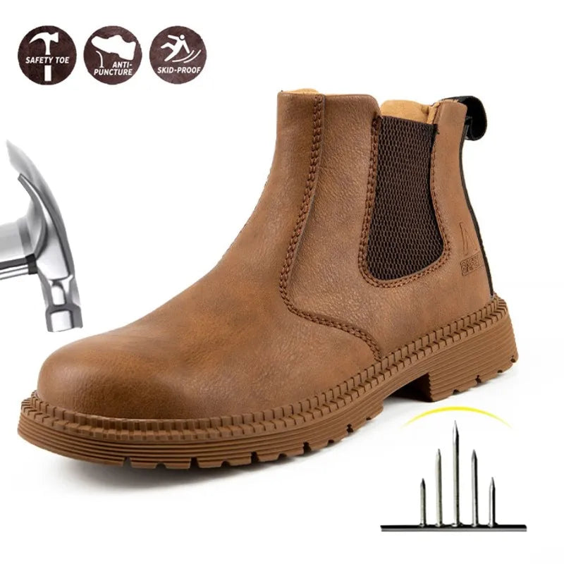CE Certified Steel Toe Work Shoes Men, Waterproof Anti-Fatigue Insoles, Durable for Landscaping Road Construction Crews
