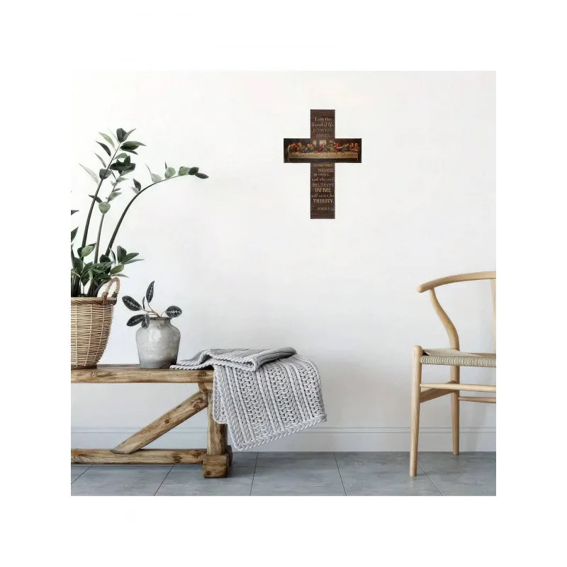 1pc Wooden Wall Decor Cross, Simple Home Decoration For Living Room, Kitchen, Wooden Door, Garden, Suitable For Vintage Festival