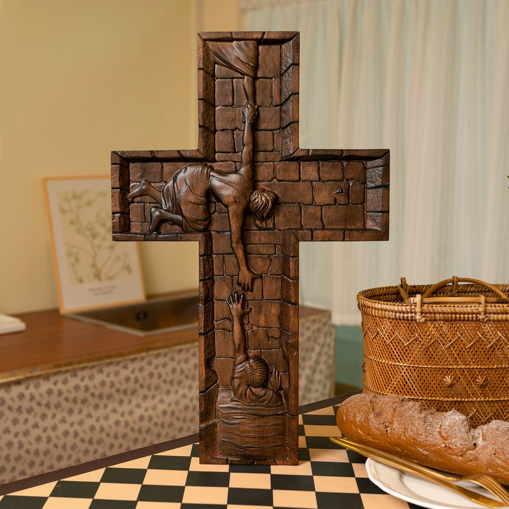 Jesus Christ the Savior Decorative Christian Cross, Wall Cross, Wooden Cross, Baptism, Jesus Home Decor, Catholic Wall Art
