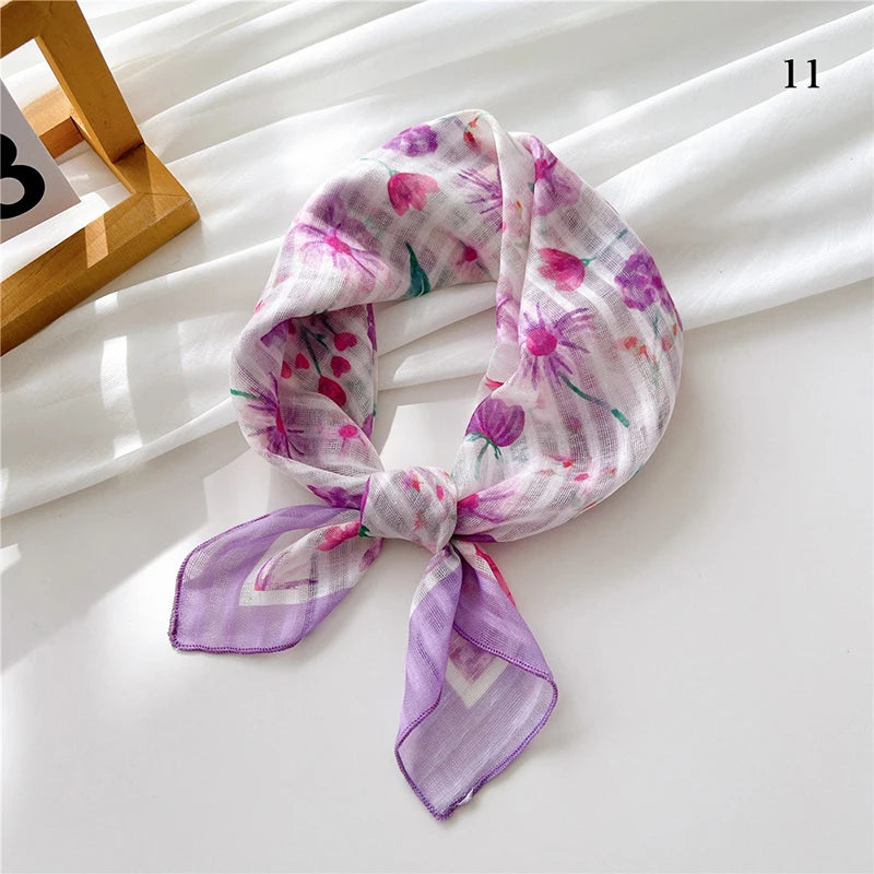 Fashion Cotton Linen Shawl Square Scarf for women sweet Cherry Print Hijabs Ladies Wraps summer sunscreen Bandanas Head scarf