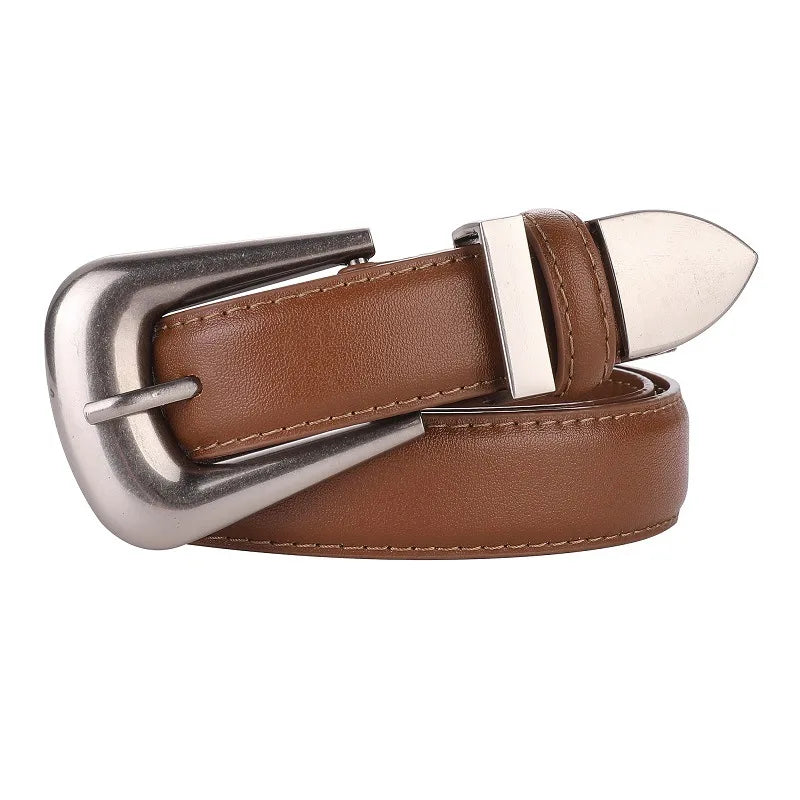 Genuine Leather Belt for Women Burgundy Leather Fashion Belts with Gold Metal Buckle Casual Luxury for Jeans Dresses