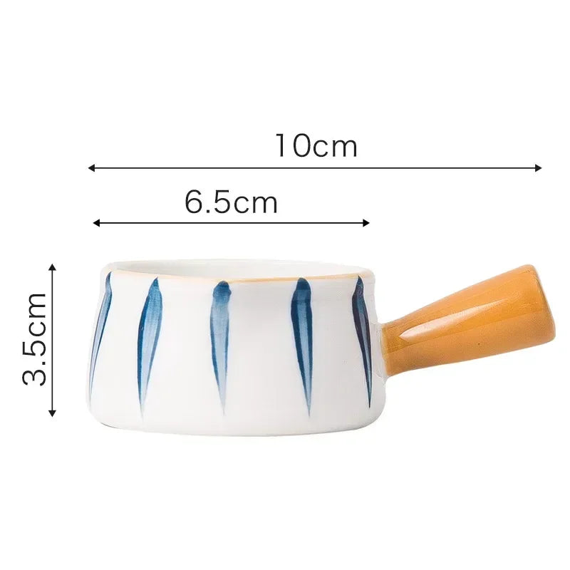 Ceramic Milk Jugs Creamer Cup with Handle Japanese Milk Frothing Coffee Sugar Pot Jam Bowl Seasoning Sauce Dish Kitchen Cookware